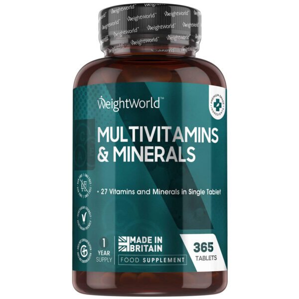 Multivitamins and Minerals – 365 Vegetarian Multivitamin Tablets (1 Year Supply) – 27 Daily Vitamins and Minerals Complex – Multivitamin Tablets for Men & Women – One A Day Multivitamins – ​Made in UK