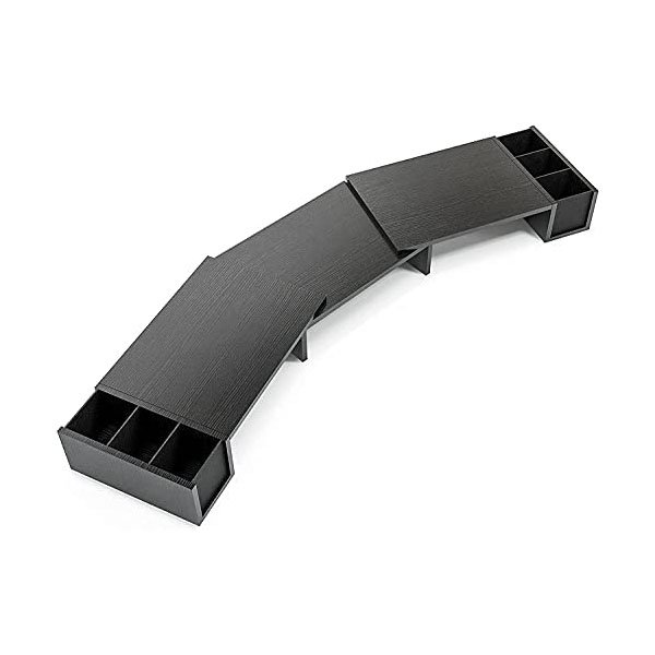 LORYERGO Dual Monitor Stand Riser – 3 Shelf Screen Laptop Stand with Storage Accessories Slots